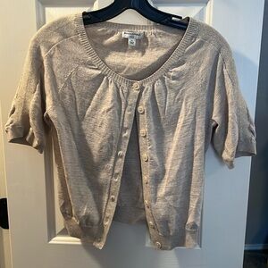 Banana Republic cream/tan cardigan w/ gold sparkle size small. Half long sleeve